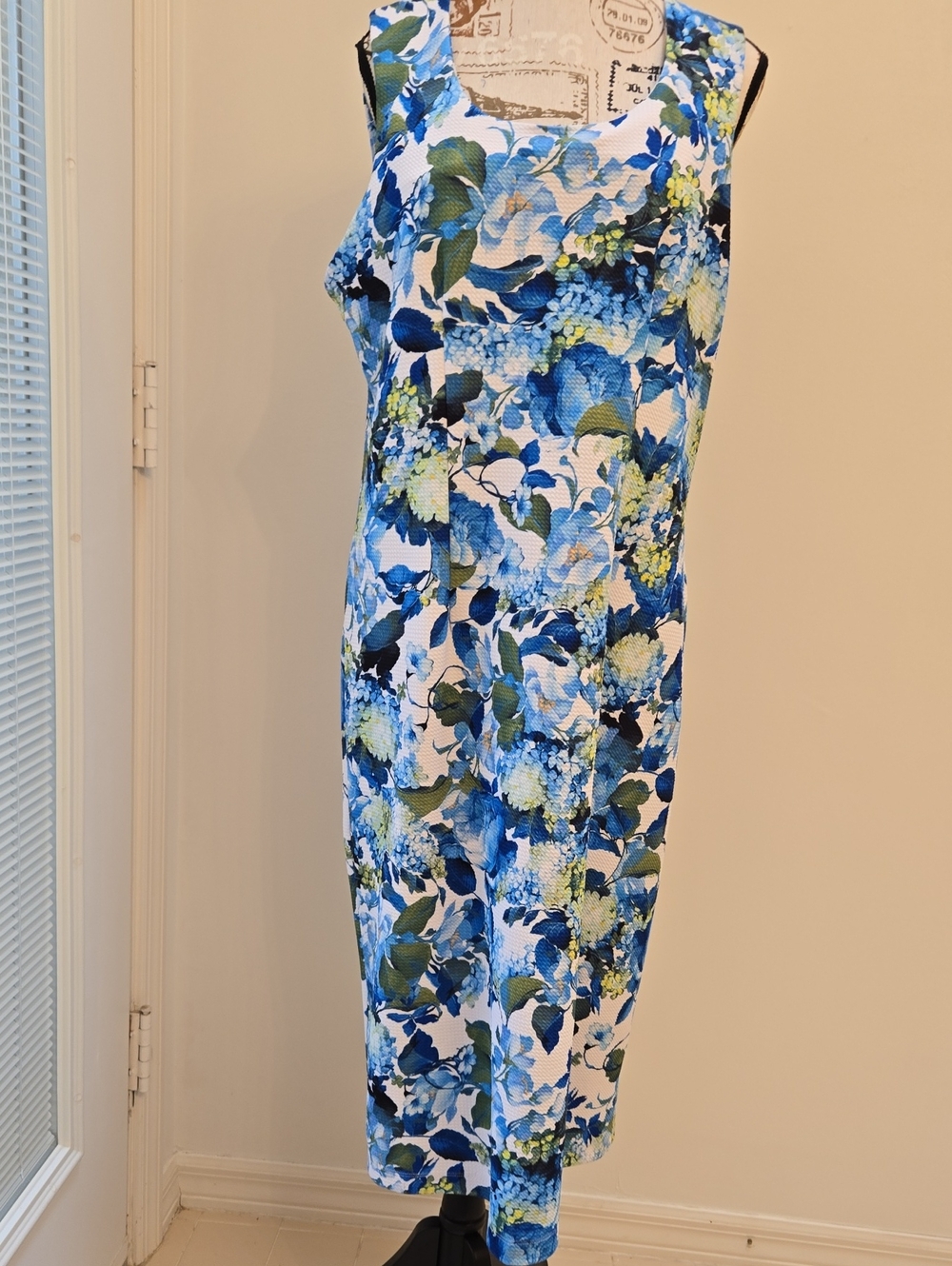 Travel Elements Floral Blue Sleeveless Dress Size XL